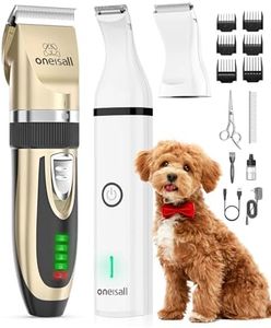 oneisall Dog Clippers and Paw Trimmer 2 in 1 Kit for Small Dogs, Cordless Poodle Grooming Clippers, Silent 2-Speed Dog Grooming Kit Dog Trimmer Shaver Pet Clippers