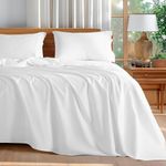 Shilucheng 100% Egyptian Cotton Sheets 4 Piece - 1000 Thread Count, Bed Sheets for King Size Bed, Breathable & Cooling Bedding Sheets Set, Sateen Weave, Fits Upto 16' Mattress (White, King)