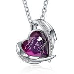 Imrsanl Heart Urn Necklace for Ashes for Women Girl Cremation Jewelry with Crystals Memorial Lockets Urn Pendant for Human Ashes Forever in My Heart (Silver Purple)