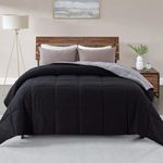 WhatsBedding All-Season Twin Black/Grey Down Alternative Comforter - Lightweight Bed Comforter with Corner Tabs - Duvet Insert or Stand-Alone Comforter - 64×88 Inch