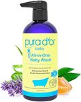 PURA D'OR All-in-One Baby Wash (16oz) USDA Biobased, Zero Sulfates, No Artificial Scents, Tear-Less, Hypoallergenic, Gentle, Calming 2-in-1 Baby Bath Wash & Shampoo