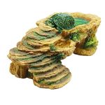 Turtle Basking Platfor, Reptile Basking Platform Tortoise Climbing Ramp Terrarium Rock Hide Cave Habitat Ornament for Frogs Bearded Dragon Amphibians (Small)