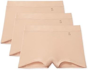 Tommy John Women's Underwear, Boyshort Panties, Cool Cotton Fabric Underwear, Sporty Boxer Briefs for Women, Full Coverage, Seamless Panties, Maple Sugar, Small (Pack of 3)