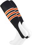 TCK Striped Baseball Stirrups Pattern D (Black/White/Orange, Medium)