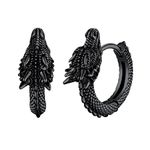 U7 Dragon Earrings Black Metal Plated Huggie Hoops Punk Rock Animal Earrings for Men Women