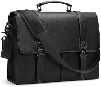 Leather Messenger Bag for Men 15.6 Inch Laptop Bag Vintage Briefcase Waterproof Shoulder Bag Large Computer Bag Office Business Travel College Retro Satchel Bags,Black
