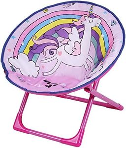 Outplea Unicornio Silla Luna para Niños, Linda Silla Redonda Animal, Silla de Camping Plegable Ligeras para Patio Playa Picnic