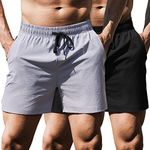 COOFANDY Mens 2 Pack Workout Gym Shorts Quick Dry Bodybuilding Weightlifting Pants Training Running Jogger with Pockets, 01-Black/Grey, Medium