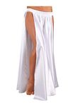 themilestocks 36" Long Satin Panel Skirt 2 Side Slit Belly Dance Tribal Swing Gypsy (White)