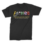 Baby Hustle FATHOR Super Hero Dad T Shirt, 100% Cotton Ring Spun Cotton (UK, Alpha, L, Regular, Regular) Black