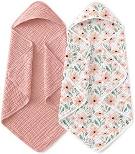 Yoofoss Hooded Baby Towels for Newborn 2 Pack 100% Muslin Organic Cotton Baby Bath Towel with Hood for Babies, Infant, Toddler and Kids, Large 32x32Inch, Soft and Absorbent Newborn Essential