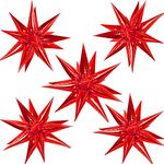 60 Pcs Explosion Star Balloons, Foil Cone Mylar Starburst Balloons, Point Star Balloons Party Decoration Supplies for Birthday Wedding Christmas Anniversary Backdrop (Red)