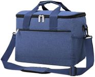 iknoe 33L Large Cooler Bag - Foldable,Waterproof,Leakproof Lunch Bag with Shoulder Strap and Handle,Thick Aluminum Foil Insulation,Multiple Pockets for Lunch,Picnic,Beach,Camping,Travel (Navy blue)