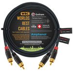 15 Foot RCA Cable Pair - Gotham GAC-4/1 (Black) Star-Quad Audio Interconnect Cable with Amphenol ACPL Black Chrome Body, Gold Plated RCA Connectors - Directional