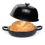 Enamelled Cast Iron Dutch Oven Pot – Dutch Oven For Sourdough Bread Baking – Cast Iron Bread Pot – Black, 6 Quarts, 26cm – by Nuovva
