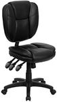 Flash Furniture Caroline Mid-Back Black LeatherSoft Multifunction Swivel Ergonomic Task Office Chair with Pillow Top Cushioning