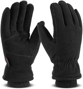OZERO Winter Warm Gloves: Windproof Waterproof Thermal Running Gloves Ski Gloves Deerskin Suede Palm Soft Polar Fleece Lined for Running Cycling Skiing Hiking Driving Snowboarding (Black S)