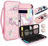 JYPS Unicorn Carrying Case Cover Kit for Nintendo Switch, Bundle with Handle for Console Accessories, Hard Shell Pouch Switch Protective Case, Portable Travel Bag for Girls Gift(Pink)