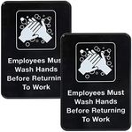 Excello Global Products Employees Must Wash Hands Before Returning to Work Sign: Easy to Mount Plastic Safety Informative Sign with Symbols Great for Business, 5"x7", Pack of 2