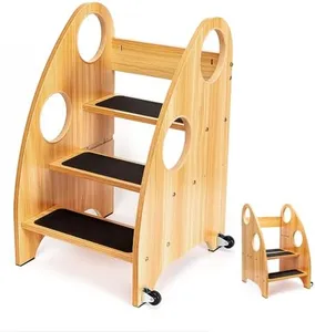 StrongTek Toddler Step Stool for Kitchen and Bathroom, Kids Step Stool for Learning, Toddler Kitchen Stool Helper, and Standing Tower - 28" High, with Wheels and Handles, 350 lbs Capacity