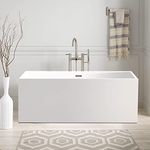 Vanity Art 59-Inch Freestanding Acrylic Bathtub | Modern Stand Alone Soaking Tub with Chrome Finish, Slotted Overflow & Pop-up Drain - VA6813B-S