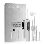 Smile Therapy Ultrasonic Cleaner Electric Teeth Cleaner Kit - White | Rechargeable Toothbrush with Brush Head Gum & Tongue Cleaner Food Pick & Dental Mirror Set | Stains & Plaque Remover for Teeth