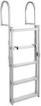 Retractable Dock Ladder 5-Steps,51"-63" Adjustable Height Aluminum Dock Ladders,350 LBS Pontoon Boat Ladder with Anti-Corrosion 6063 Aluminum & Upgraded Widen Nonslip for Lake/Pool/Boarding/RV