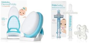 Frida Baby The 3-Step Cradle Cap System, DermaFrida The FlakeFixer, Sponge, Brush, Comb and Storage Stand + Frida Baby Medicine Pacifier, Medicine Syringe & Accu-Dose Pacifier