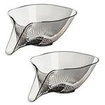 Surflyee 2PCS Drain Basket Funnel for Kitchen Sink, Multi Functional Drain Basket, Strainer Basket Drain Bowl with Funnel, Dry and Wet Separation Vegetable Fruit Washing Basket ((Gray)