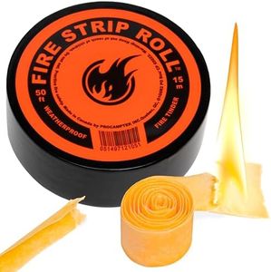 Procamptek Fire Strip Roll 55-feet Weatherproof Waxed Fire Starter Tinder Tape for Emergency, Camping, Survival, Fire pits | Made in North America