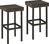 Crosley Furniture Palm Harbor Wicker Outdoor Bar Stools, Set of 2, Patio Furniture for Backyard, Balcony, Brown