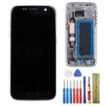 New Super Amloed Display Touch Screen Assembly Compatible with Samsung Galaxy S7 SM-G930 G930A G930F G930R4 G930P G930T G930V G930W8 Display Touch Digitizer with Frame+ Tools (Black)