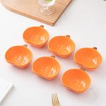 Diskary Pumpkin Porcelain Ramekins Set of 6, 170ML Sauce Pots for Dessert，Pudding, Ramekin,Souffle, Creme Brulee, Fruit Bowl Oven Safe, Halloween (Orange)