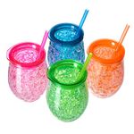 BC Inter Double Wall Gel Frosty Freezer Ice Mugs Clear 11.8oz Set of 4 (Red, green, blue and orange)