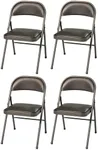 MECO Sudden Comfort Deluxe Cinnabar Vinyl Seat Padded Folding Chair with Steel Frame and Contoured Backrest for Indoor Outdoor Use, (Set of 4)