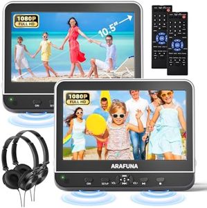 ARAFUNA 10.5" Car DVD Player Dual Screen with 1080P Full HD HDMI Input, Portable DVD Player for Car with Mounting Bracket,Watch The Same and Different Movies, Support USB/SD Card