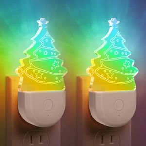 TONGLIN Night Light, 2 Pack Night Lights Plug into Wall, 8-Color RGB LED Night Light, Nightlight for Adults, Bedroom, Bathroom, Hallway, Kitchen(Christmas Tree)