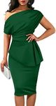 YMDUCH Women's Vintage Sleeveless Peplum Bodycon Party Pencil Midi Dress, Green, Medium