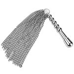 SNAILAGE Horse Riding Whip, Metal Tassel Riding Crop Flogger Teaching Training Tool for Equestrian with Metal Handle (Silver)