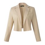 Beninos Womens Long Sleeve Open Front Crop Blazer Jacket (806 Khaki, M)