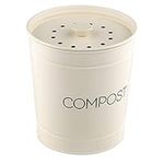 Navaris Metal Compost Bin - 3L Kitchen Composting Bucket with Filter and Lid for Indoor Food Waste Recycling - Includes 3 Charcoal Filters - Cream