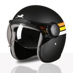 TVS Cruisetown Open Face Helmet � Half Face Helmet for Riders | ISI & DOT Certified | Premium Protection for Men & Women | Comfortable, Durable & Lightweight Design with Visor(Black V2/M)