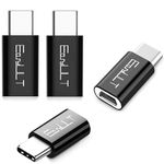 EasyULT 4 Pack Micro USB to USB-C Adapter, Type C (Male) to Micro USB (Female) Converter Type C Adapter Compatible with Galaxy S8/S8+, S20 Note 20, Huawei P10 Plus/Honor 8, LG G6 and More(Black)