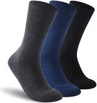 Facool Non-Binding Diabetic Socks, Men Women Merino Wool Moisture Wicking Soft Loose Top Non Slip Seamless Diabete Socks, 3 Pairs Black+Dark Grey+Navy Blue, US Women 6-8.5 / US Men 4-7.5