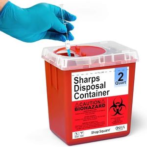 Sharps Containers for Home and Professional Use, 2 Quart Needle Disposal Containers, Syringe Disposal Container Home, Biohazard Containers, Small Sharps Container