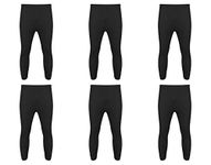 6 x Mens Thermal Long Johns Top Bottom Underwear Trousers T Shirt Set S M L XL (Black Long John, M)