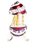 Keren Kopal Piano Musical Carousel with Music Clef and Notes Wind up Music Box Decorated with Crystals Faberge Style Unique Handmade Gift Idea