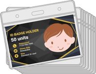 50pcs Flowing ID Card Holders – 50 Badge Holder Pack – 50 Waterproof PVC Cards Holder for Lanyard – Durable and Transparent ID Badge Holder – Horizontal Display – Reusable ID Card Holder – 85 x 54mm