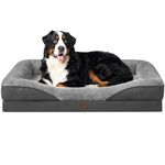 EHEYCIGA Memory Foam Dog Beds XXXL, Orthopedic Giant Dog Beds Sofa with Sides and Waterproof Liner, Pet Couch with Washable Removable Cover and Non-Slip Bottom, 132x104x20cm, Dark Grey