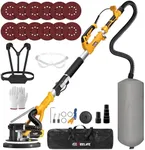 GEVEELIFE Drywall Sander, 880W 7.33A Electric Drywall Sander with Vacuum Dust Collector, 5 Variable Speed 1000-2100RPM, LED Light, Foldable & Extendable Handle, 12 Sanding Discs